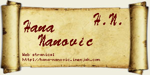 Hana Nanović vizit kartica
